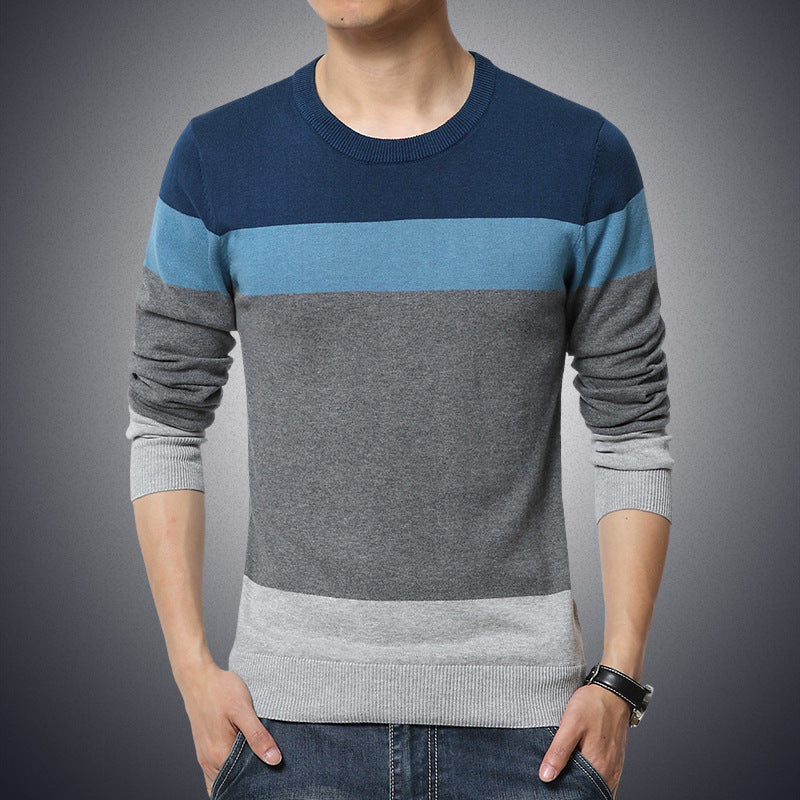 Men's Casual Striped O-Neck Sweater (M-4XL)
