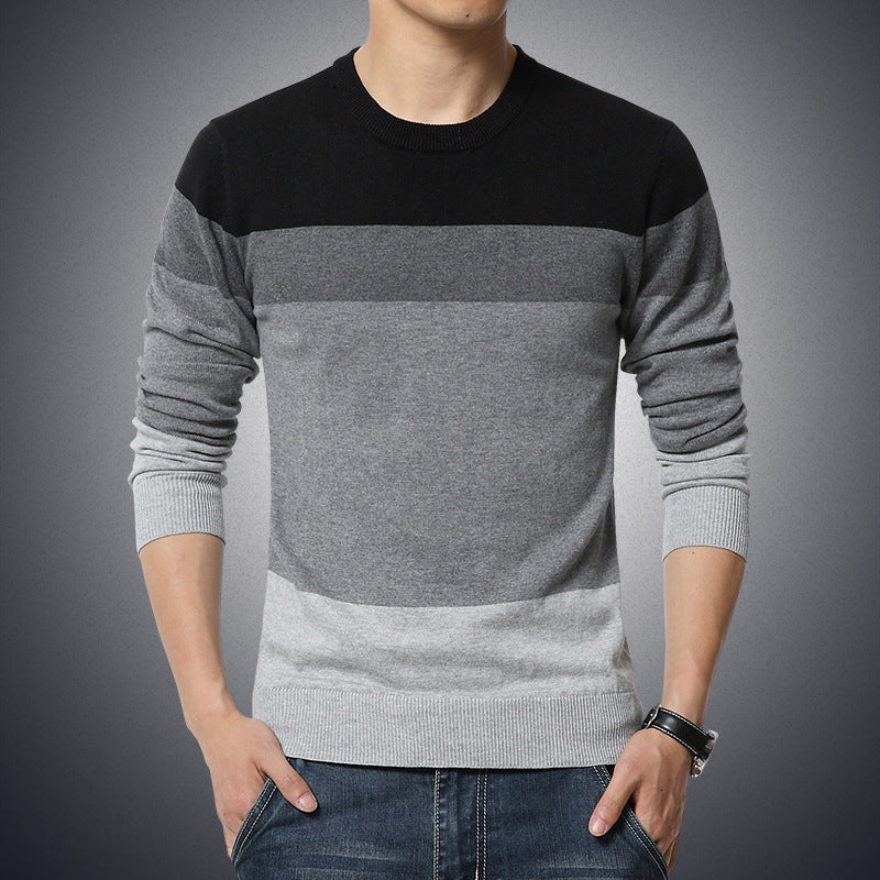 Men's Casual Striped O-Neck Sweater (M-4XL)