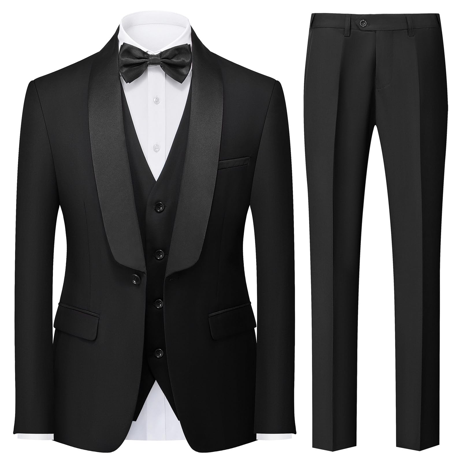 Men's Slim Fit 3-Piece Tuxedo Set with Shawl Lapel