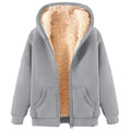 Prime+ Winter Sherpa-Lined Fleece Jacket for Women with Zip Hoodie and Pockets - Grey 4XL